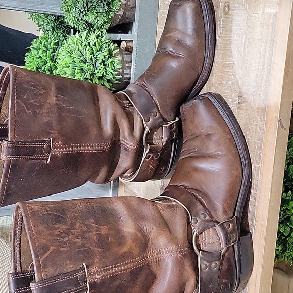 FRYE Women's Harness Boots Rustic Brown Low Heeled, Sz 10, Western, Moto, Biker - Picture 5 of 11